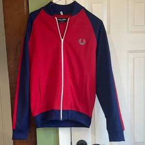 Vintage Fred Perry Red and Navy Track Jacket—like new
